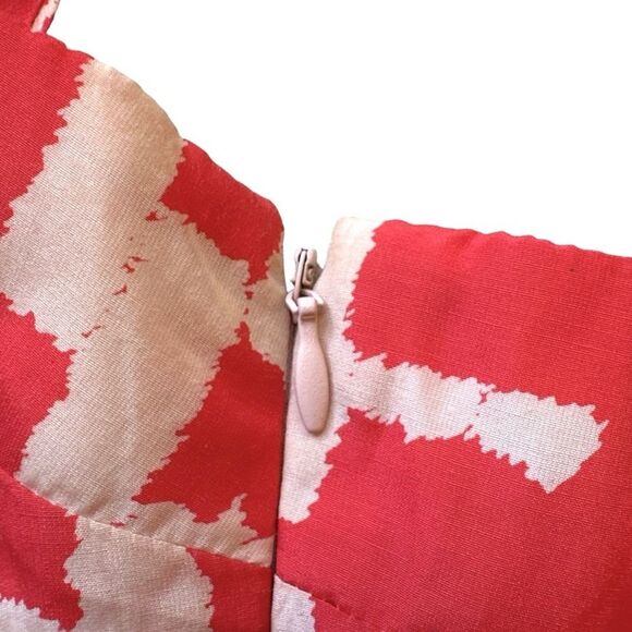 French Connection Coral & White Sleeveless Silk Blend Summer Sun Dress Size 0 - Picture 6 of 10